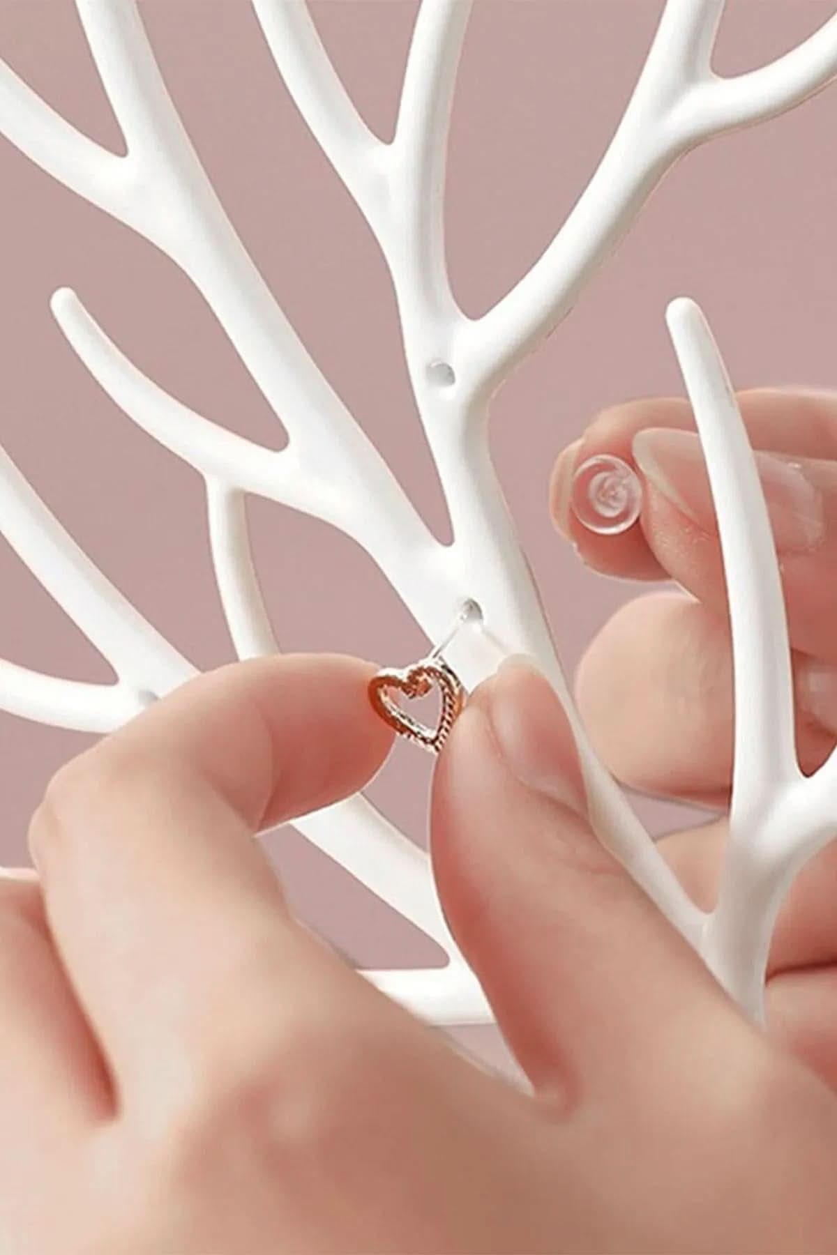 💍BEYAZ GEYİK TASARIMLI TAKI MÜCEVHER STANDI - dibidip