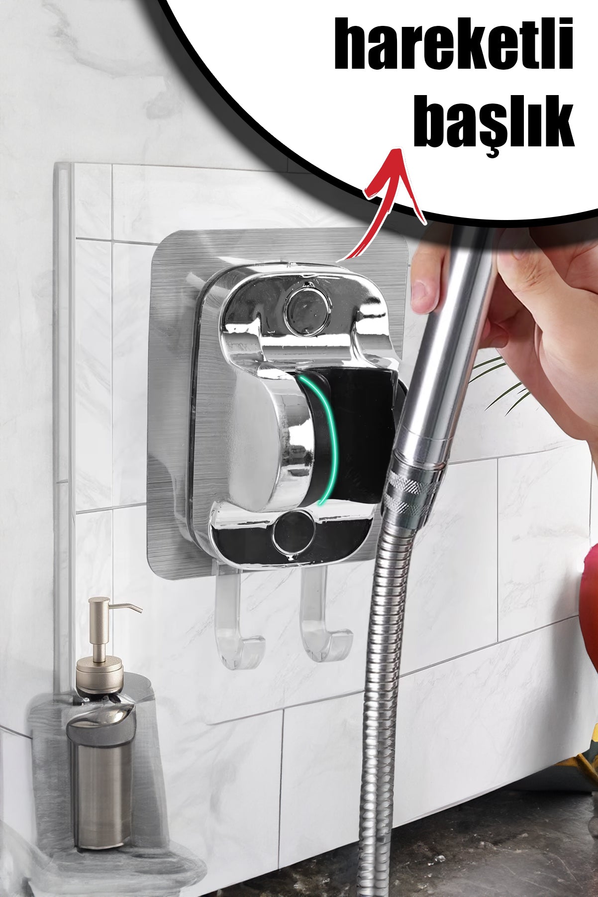 🚿METALİK HORTUM VE BAŞLIK TUTMA APARAT SETİ - dibidip 