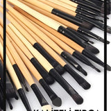 24 LÜ DERİ ÇANTA BAMBU RENKLİ MAKYAJ FIRÇA SETİ