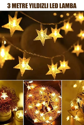 3 METRE YILDIZLI 2 FONKSİYONLU LED DEKOR LAMBA