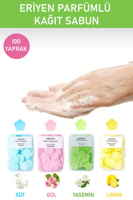 100 Yaprak Eriyen Mini Parfümlü Kağıt Sabun
