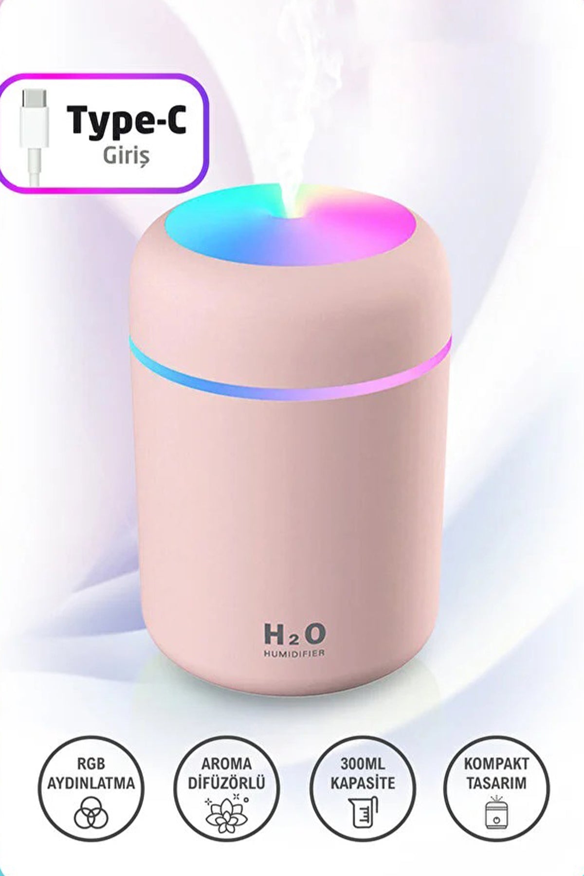 300ML MİNİ USB ŞARJ& IŞIKLI HAVA NEMLENDİRİCİ