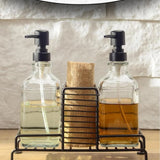 İBİCO 3 PARÇA METAL STANDLI & CAM SIVI SABUNLUK SETİ