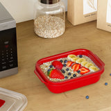 3 PARCA KIRMIZI DİKDÖRTGEN SAKLAMA KABI SETİ