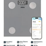 SİNBO SBS-4469 GRİ YAĞ ÖLÇER AKILLI BLUETOOTH CAM BASKÜL