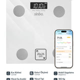 SİNBO SBS-4472 BEYAZ YAĞ ÖLÇER AKILLI BLUETOOTH CAM BASKÜL