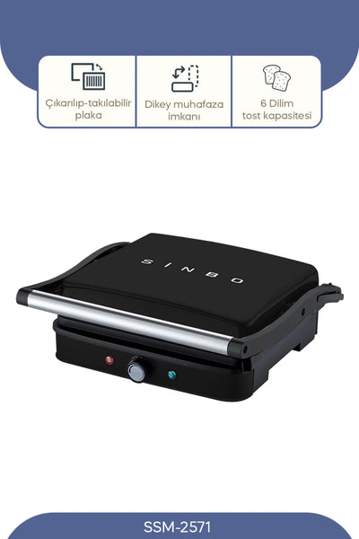 SİNBO SİYAH IZGARA VE TOST MAKİNESİ