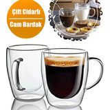 ÇİFT CİDARLI ISIYA DAYANIKLI KULPLU BOROSİLİKAT CAM BARDAK