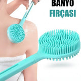 Çift Taraflı Silikon Uzun Saplı Banyo Fırçası