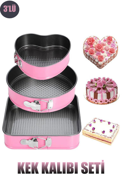 3 PARÇA METAL & KELEPÇELİ KEK KALIP SETİ