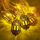 RAMAZAN KANDİLİ MODEL 2 MT 10 PARÇA GOLD METAL PİLLİ DEKORATİF RAMAZAN LED IŞIK & LAMBA