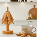 3 LÜ BAMBU AHŞAP STANDLI KATLANABİLİR NİHALE