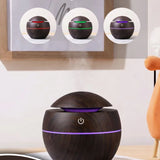 YUVARLAK AHŞAP GÖRÜNÜMLÜ USB ŞARJLI & IŞIKLI  HAVA NEMLENDİRİCİ