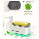 Çift Hazneli Sıvı Sabunluk Ve Otomatik Deterjanlık Süngerli El ve Bulaşık Sabunu Seti
