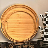 PABLITO YUVARLAK & 3 BOY BAMBU AHŞAP TEPSİ SETİ