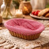 OVAL RENKLİ BEZLİ HASIR EKMEK SEPETİ