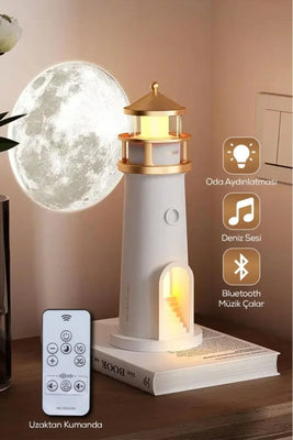 Deniz Feneri Görünümlü Bluetoothlu Hoparlör Ve Gece Lambası