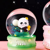 YEŞİL PANDALI BÜYÜK BOY & 10CM  PİLLİ & IŞIKLI MÜZİKLİ KAR KÜRESİ