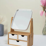 3 ÇEKMECELİ BAMBU AHŞAP STANDLI MAKYAJ AYNASI