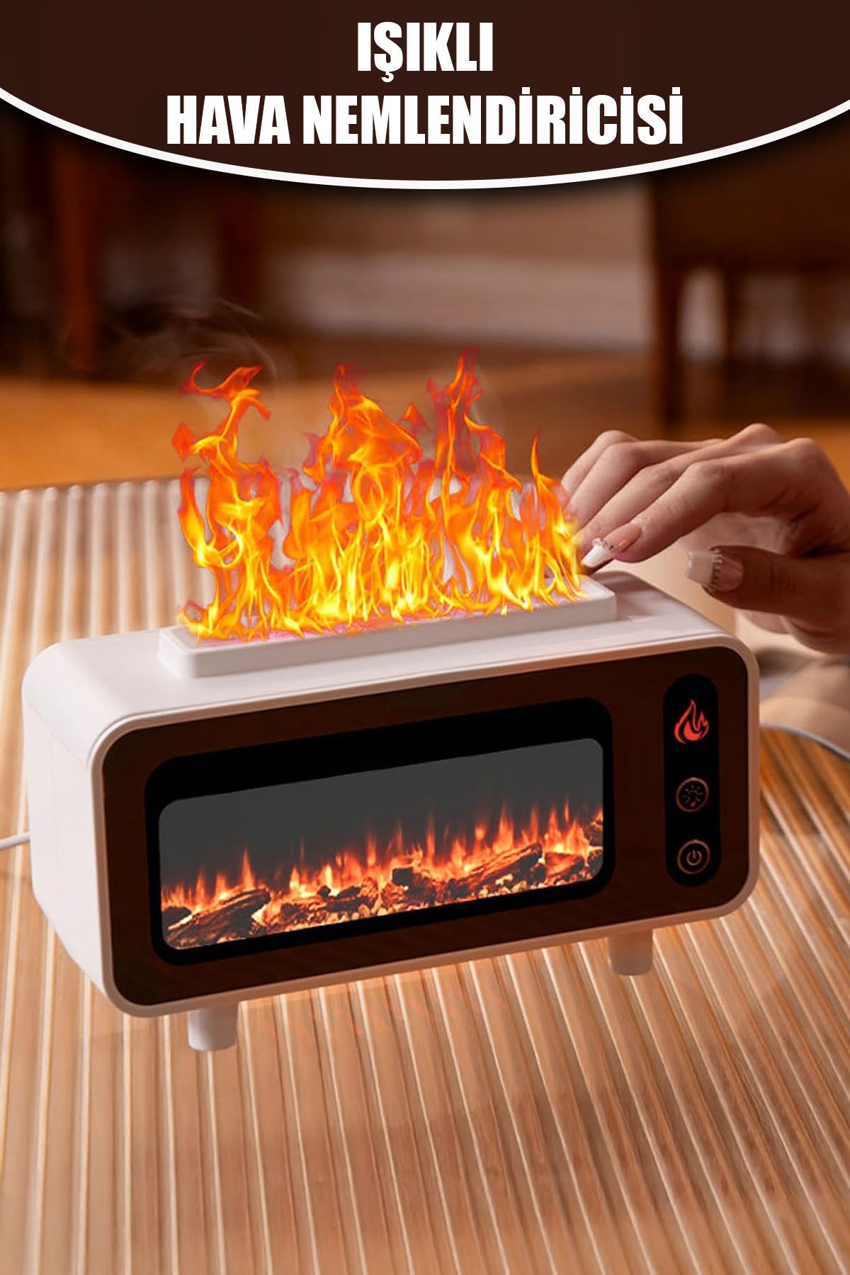 MİNİ ŞÖMİNE 200ML USB ŞARJLI & IŞIKLI HAVA NEMLENDİRİCİ