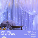 3X3 Metre Beyaz Usb & Kumandalı Tel Perde Led Dekor Lamba