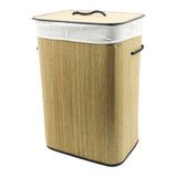 İBİCO DİKDÖRTGEN HASIR & AHŞAP İÇ BEZLİ KİRLİ ÇAMAŞIR SEPETİ