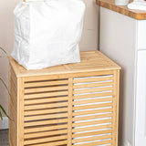 İBİCO 2 BÖLMELİ AHŞAP BAMBU KİRLİ ÇAMAŞIR SEPETİ