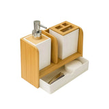 URVE ÇEKMECELİ & DİŞ FIRÇA KUTUSU & SABUNLUK BAMBU BANYO SETİ