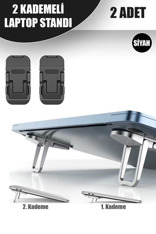 2 Adet 2 Kademeli Yükseltme Ayarlı Laptop Standı