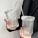 ÇİZGİLİ KAPAKLI CAM BARDAK