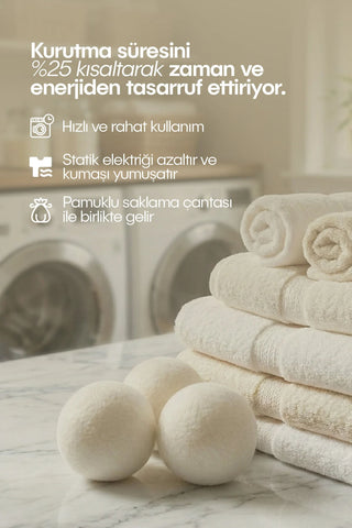 Çamaşır Yün Kurutma Topu Doğal Yumuşatıcı Kurutma Makinesi İçin 3 Adet