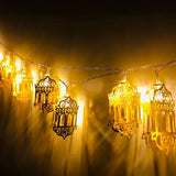 RAMAZAN KANDİLİ MODEL 2 MT 10 PARÇA GOLD METAL PİLLİ DEKORATİF RAMAZAN LED IŞIK & LAMBA