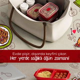 3 PARCA KIRMIZI DİKDÖRTGEN SAKLAMA KABI SETİ