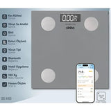 SİNBO SBS-4469 GRİ YAĞ ÖLÇER AKILLI BLUETOOTH CAM BASKÜL