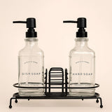 İBİCO 3 PARÇA METAL STANDLI & CAM SIVI SABUNLUK SETİ