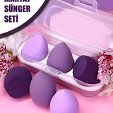 💜3'LÜ STANDLI MOR MAKYAJ SÜNGER SETİ - dibidip 