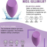 💜3'LÜ STANDLI MOR MAKYAJ SÜNGER SETİ - dibidip 