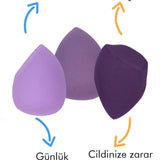💜3'LÜ STANDLI MOR MAKYAJ SÜNGER SETİ - dibidip 