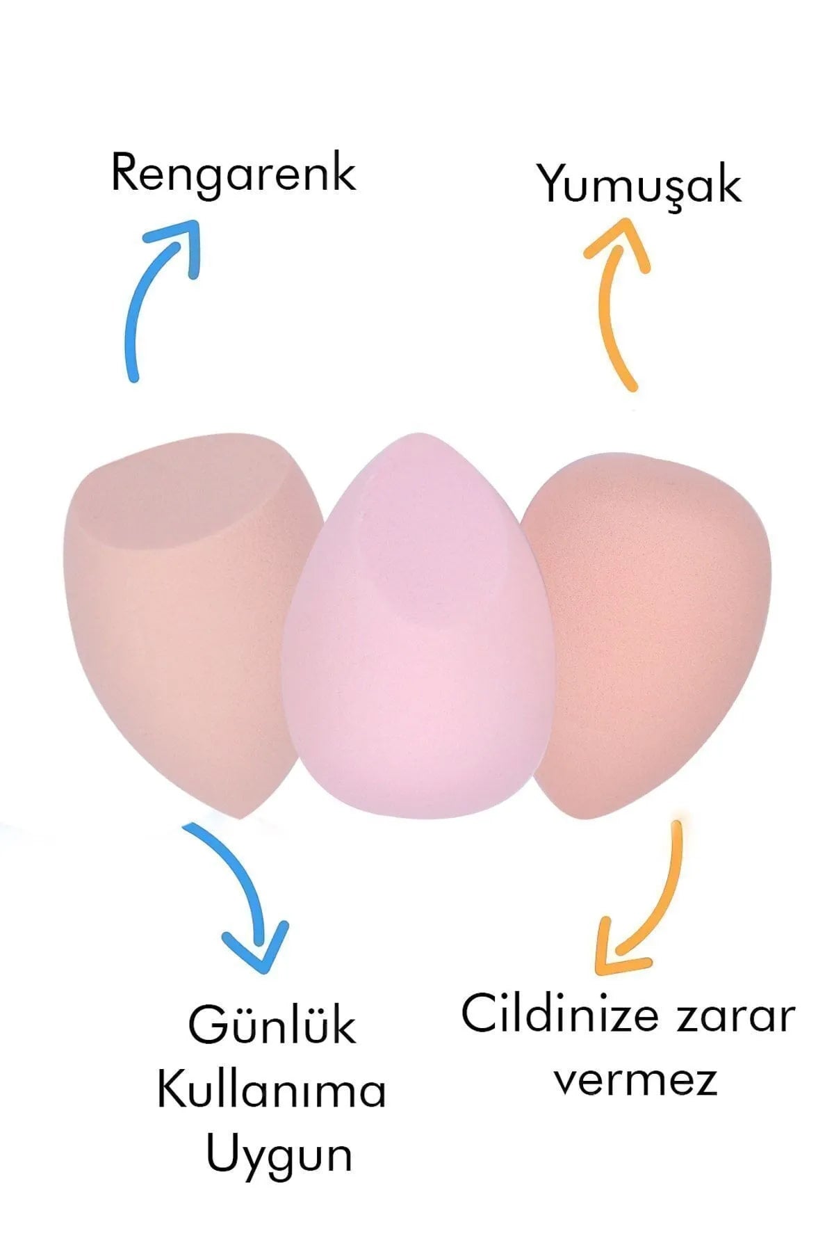 💗3'LÜ STANDLI PEMBE MAKYAJ SÜNGER SETİ - dibidip 