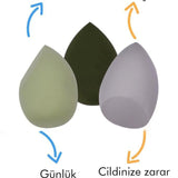 🫧3 LÜ STANDLI YEŞİL MAKYAJ SÜNGER SETİ - dibidip 
