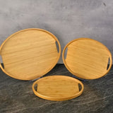 PABLITO OVAL & 3 BOY BAMBU AHŞAP TEPSİ SETİ