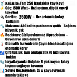 ARMAĞAN 250 BARDAK ÇAY OTOMATI ELEKTRİKLİ SEMAVER