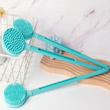 Çift Taraflı Silikon Uzun Saplı Banyo Fırçası