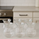 6 PARÇA BAMBU TABAKLI CAM ÇAY BARDAĞI