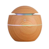 YUVARLAK AHŞAP GÖRÜNÜMLÜ USB ŞARJLI & IŞIKLI  HAVA NEMLENDİRİCİ