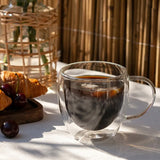 ÇİFT CİDARLI ISIYA DAYANIKLI KULPLU BOROSİLİKAT CAM BARDAK