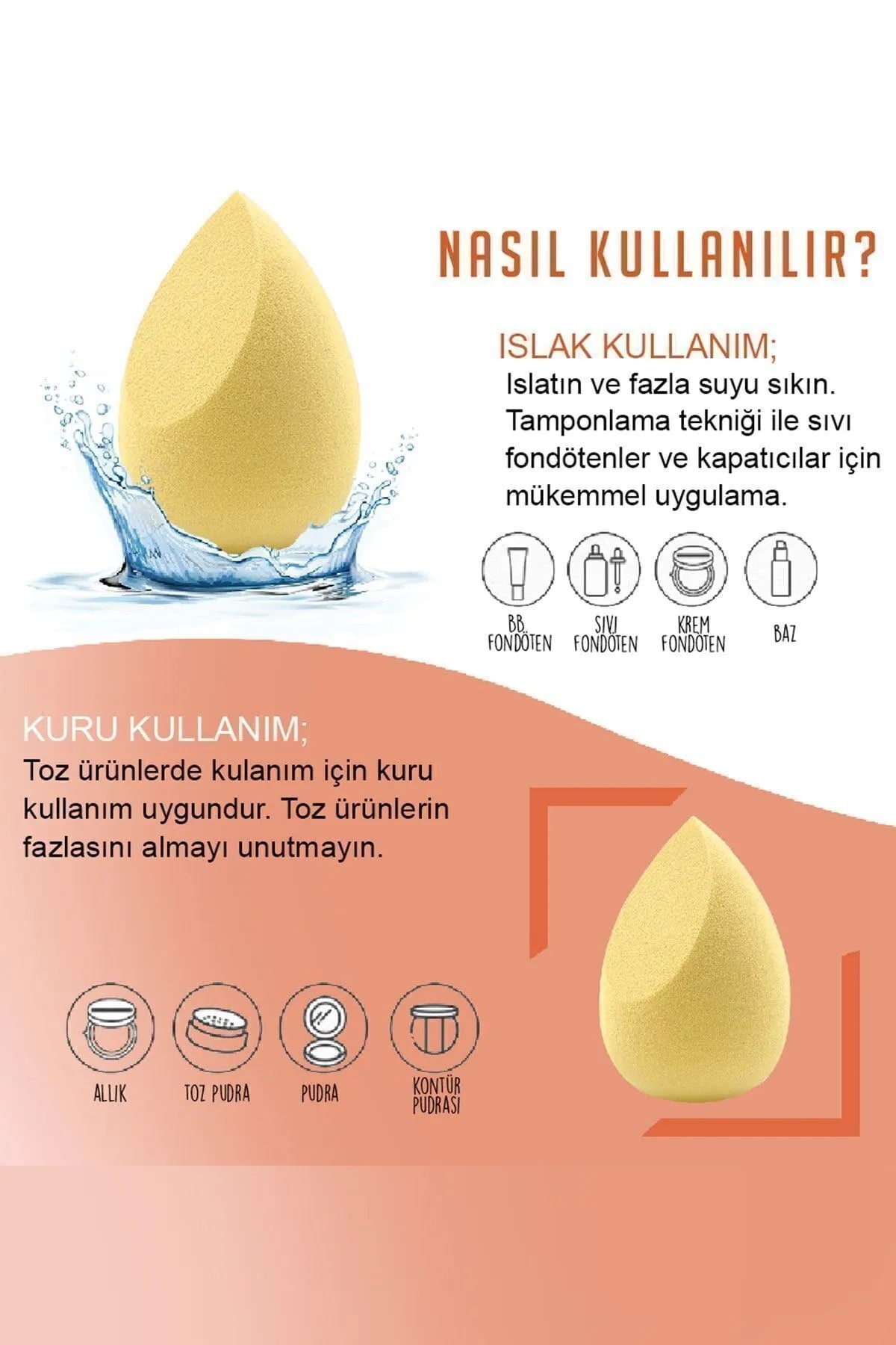 🧽4 LÜ STANDLI SARI MAKYAJ SÜNGER SETİ - dibidip 