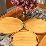 PABLITO YUVARLAK & 3 BOY BAMBU AHŞAP TEPSİ SETİ