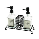 İBİCO 3 PARÇA METAL STANDLI & CAM SIVI SABUNLUK SETİ