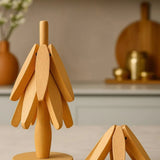 3 LÜ BAMBU AHŞAP STANDLI KATLANABİLİR NİHALE